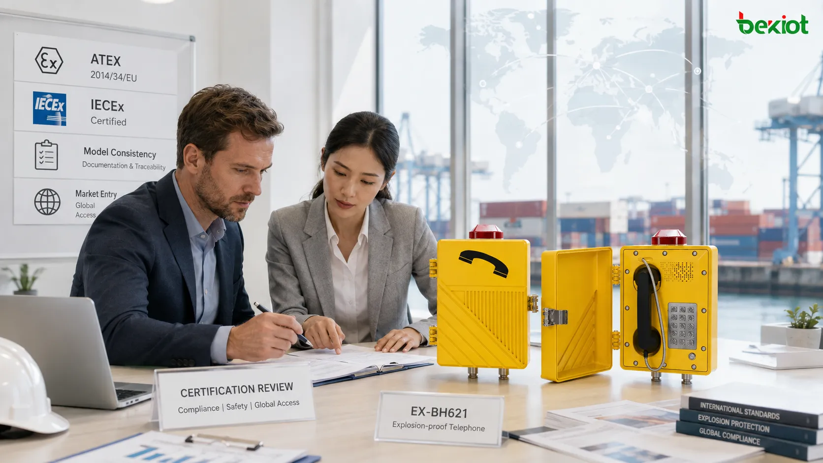 Análise internacional de certificação de telefone à prova de explosão abrangendo consistência de modelo, ATEX, IECEx, classificação norte-americana de áreas perigosas, aprovação de compras e requisitos de acesso ao mercado
