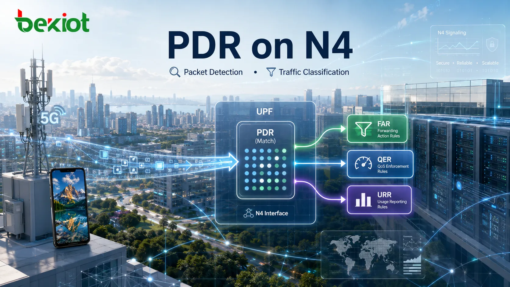 Como uma PDR detecta e classifica pacotes na interface N4?