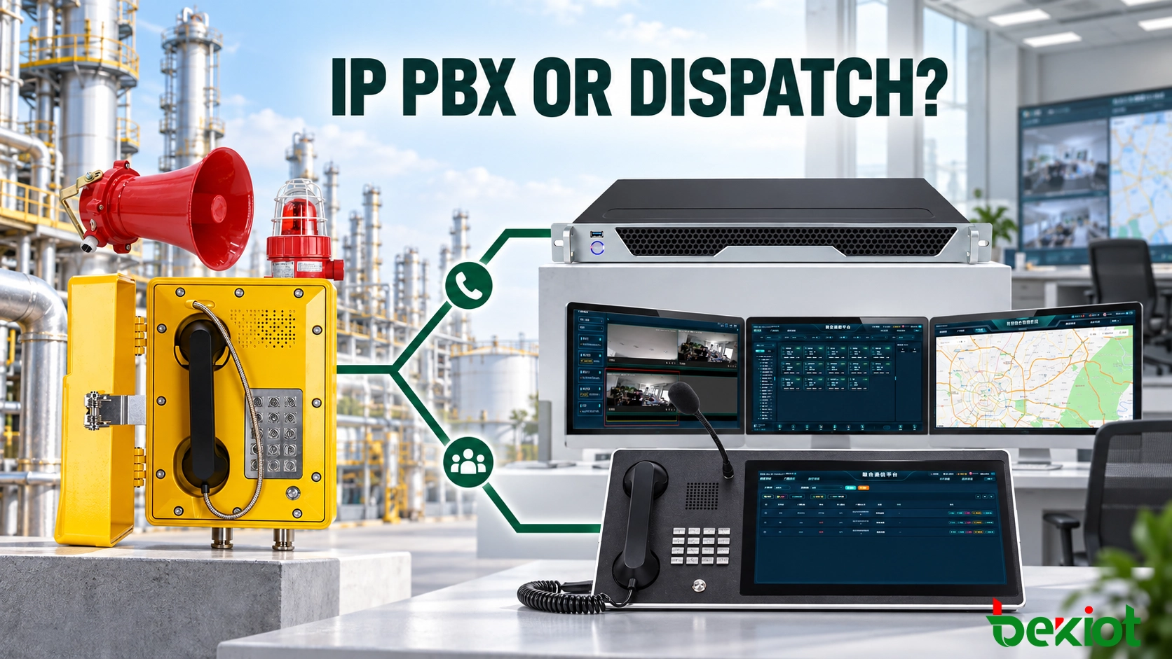 Os telefones à prova de explosão devem se conectar a um IP PBX ou a um sistema de despacho?
