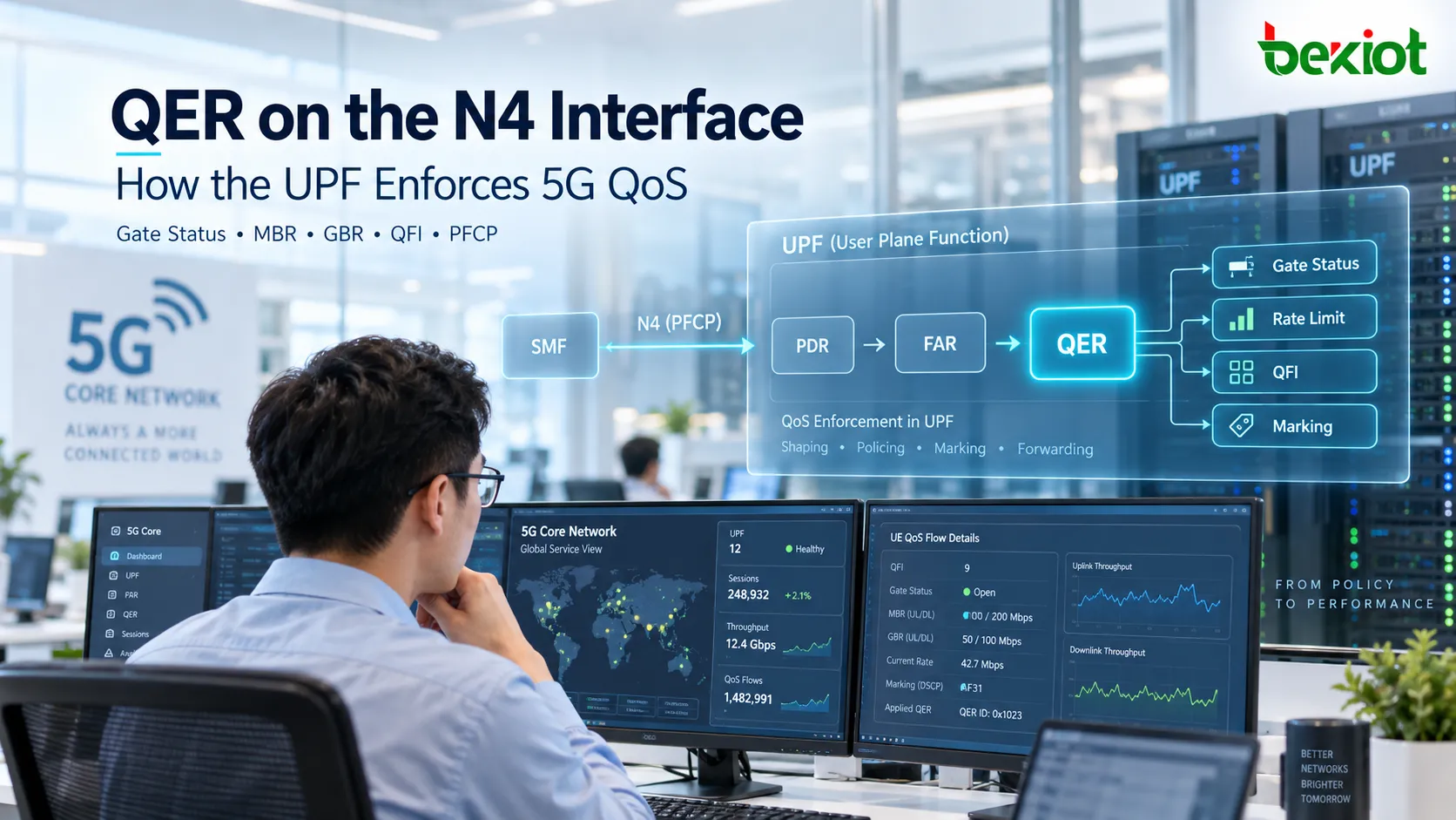 Como a QER aplica o QoS 5G na UPF pela interface N4?