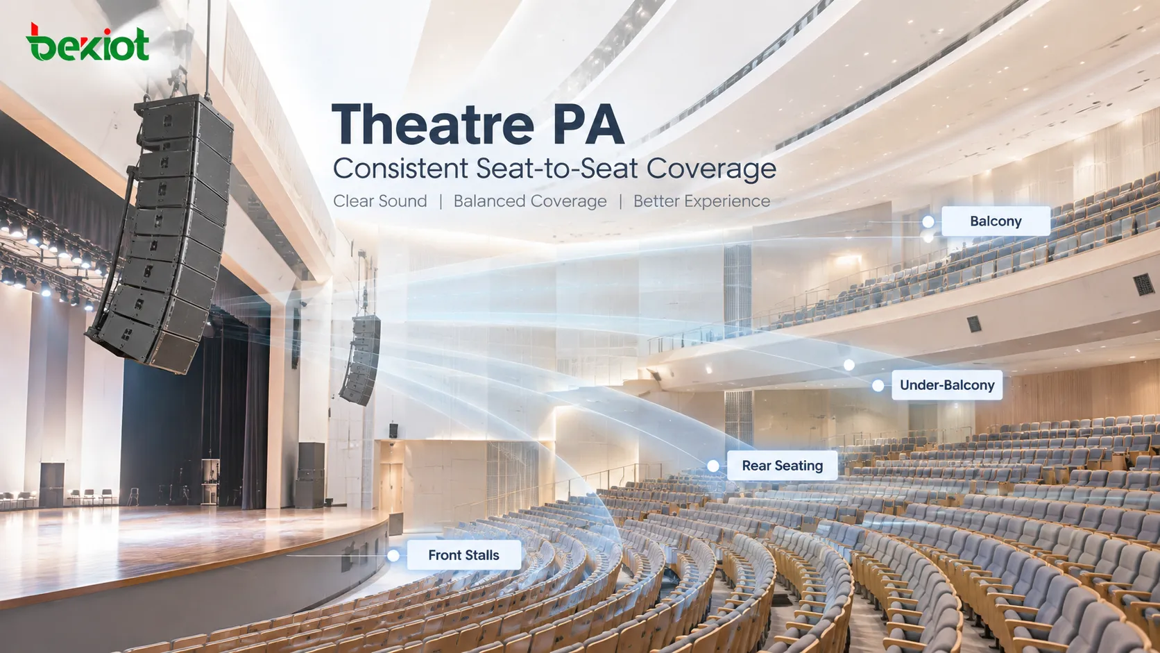 Por que os sistemas de PA para teatros estão migrando de SPL alto para cobertura consistente entre os assentos?