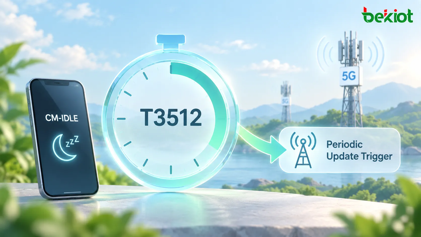 Na Atualização Periódica de Registro 5GC, o UE entra em CM-IDLE após o registro, o T3512 continua em execução e, quando o temporizador expira, o UE restabelece a sinalização e inicia uma Atualização Periódica de Registro