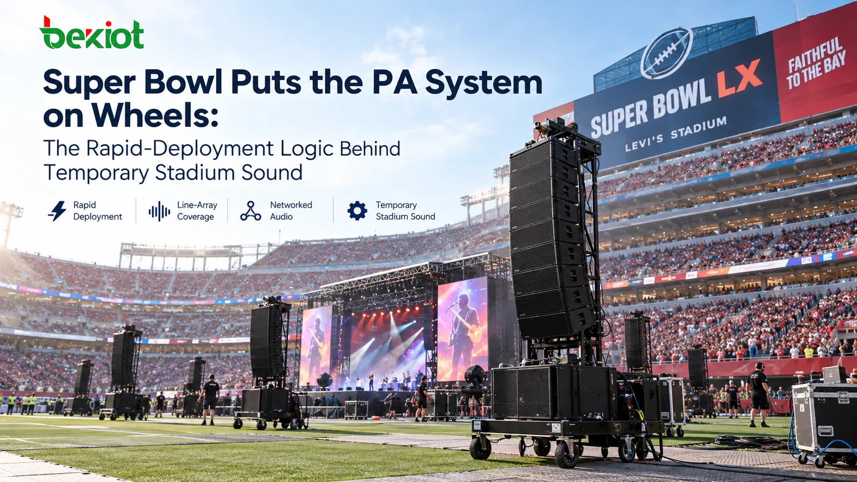 O Super Bowl coloca o sistema PA sobre rodas: a lógica de implantação rápida por trás do som temporário em estádios
