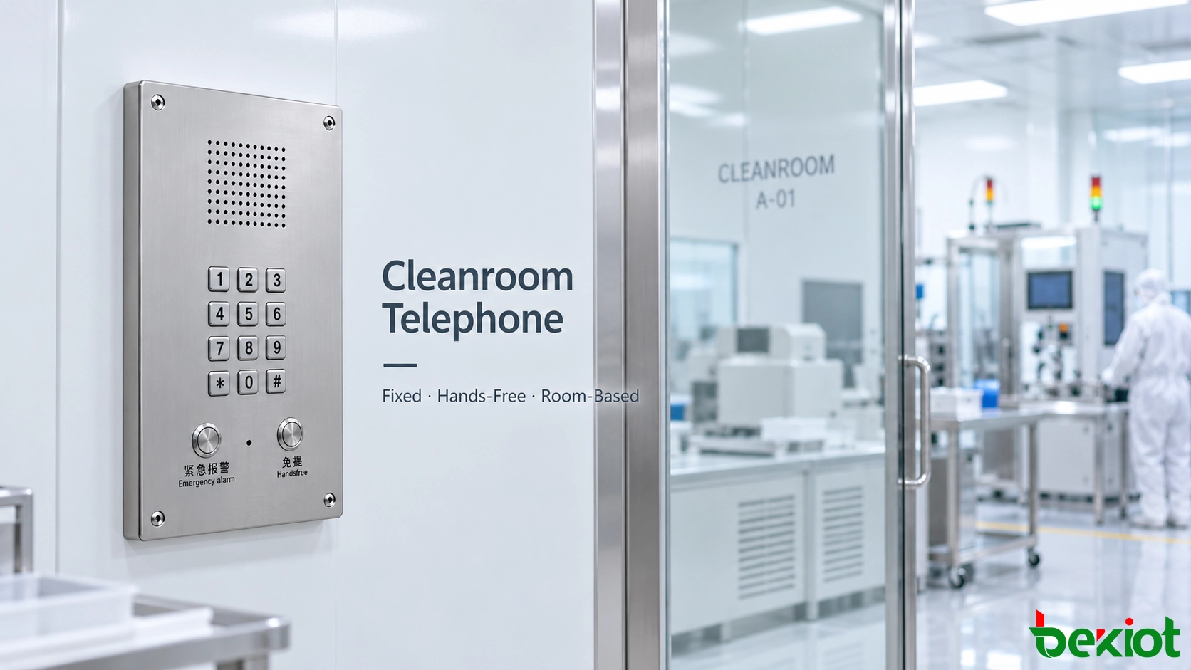 Telefone fixo para sala limpa comparado a um telefone de mesa convencional