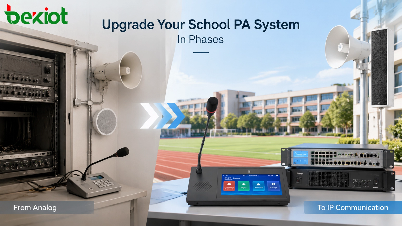 Como atualizar um sistema de PA escolar analógico em fases